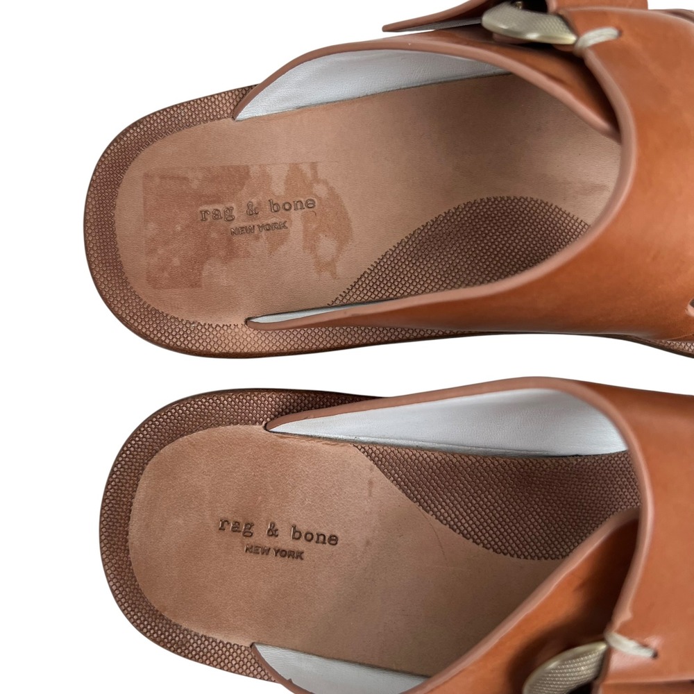 Rag and Bone Avost Leather Buckle Strap Sandal Carmel Brown SZ 38.5 - Picture 5 of 6